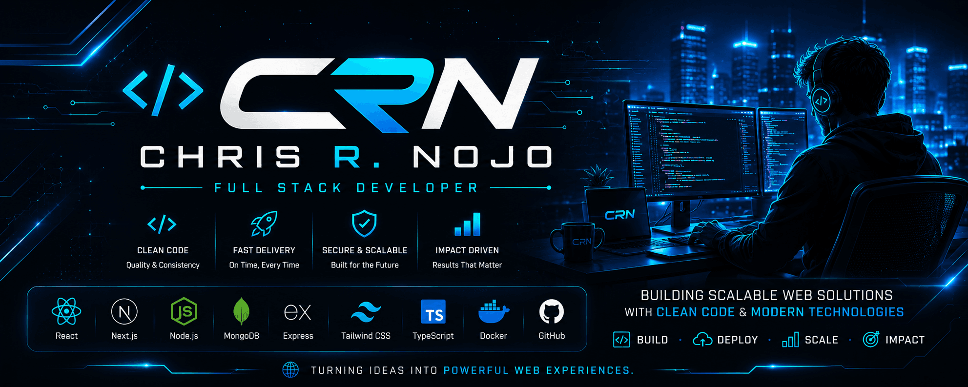 Chris R. Nojo full stack developer banner